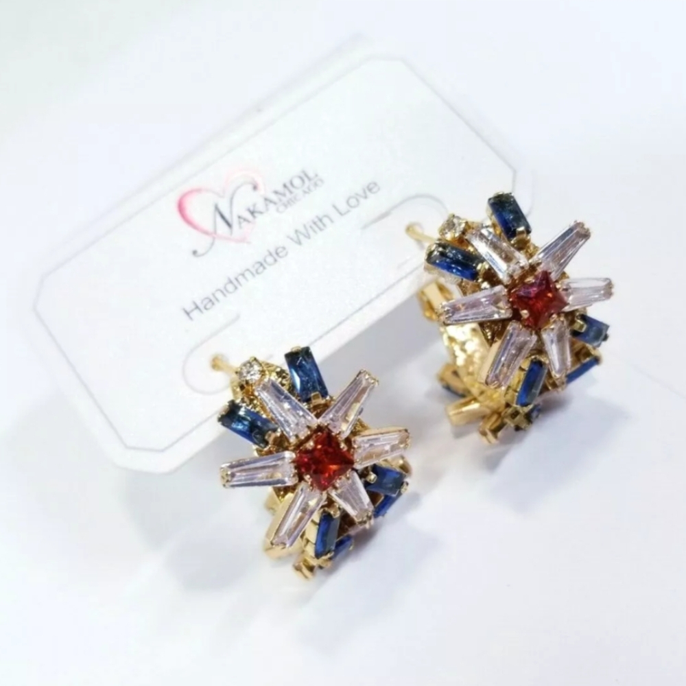 Nakamol Chicago Clarice Baguette Crystal Hoop Earrings NEW with dustbag